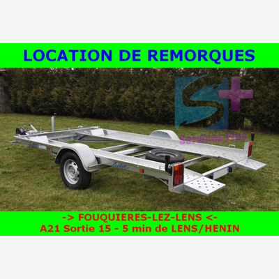 image_Location plateau remorque porte voiture basculant PTAC 1300Kg Permis B