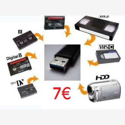 image_Numérisation Cassette HI8 8mm VHS K7 Mini DV Super 8 Bobine sur clé USB
