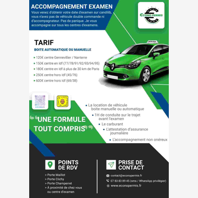 image_Accompagnement examen permis de conduire en candidat libre //Moniteur auto-école boite automatique ou manuelle//candilib